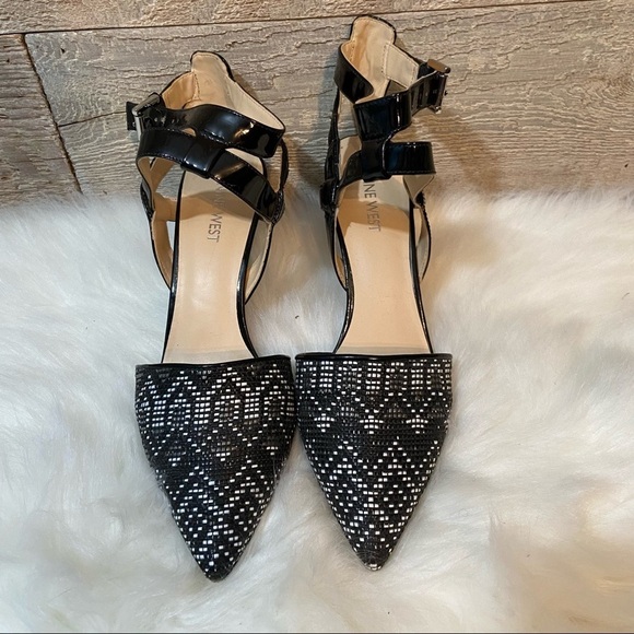 Nine‎ West women’s black pointed toe strappy stiletto heels  in size 7.5 - Picture 7 of 9